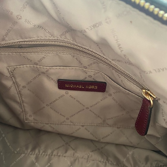 Michael Kors Adele Large Dome Satchel Purse Gold Studded Tote - Picture 3 of 3